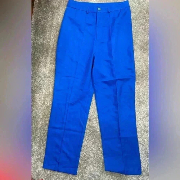 NWOT Slim-Fit Stylish Solid Color Slim Pleated Stretch Straight Leg Pants - Picture 10 of 11